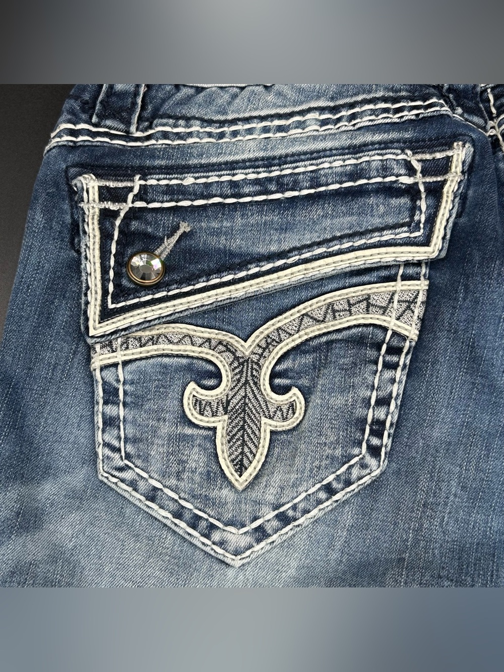 Rock Revival Johanna Boot Jeans Womens 32x34.5 Thick Stitch Measures 33” - Picture 11 of 11